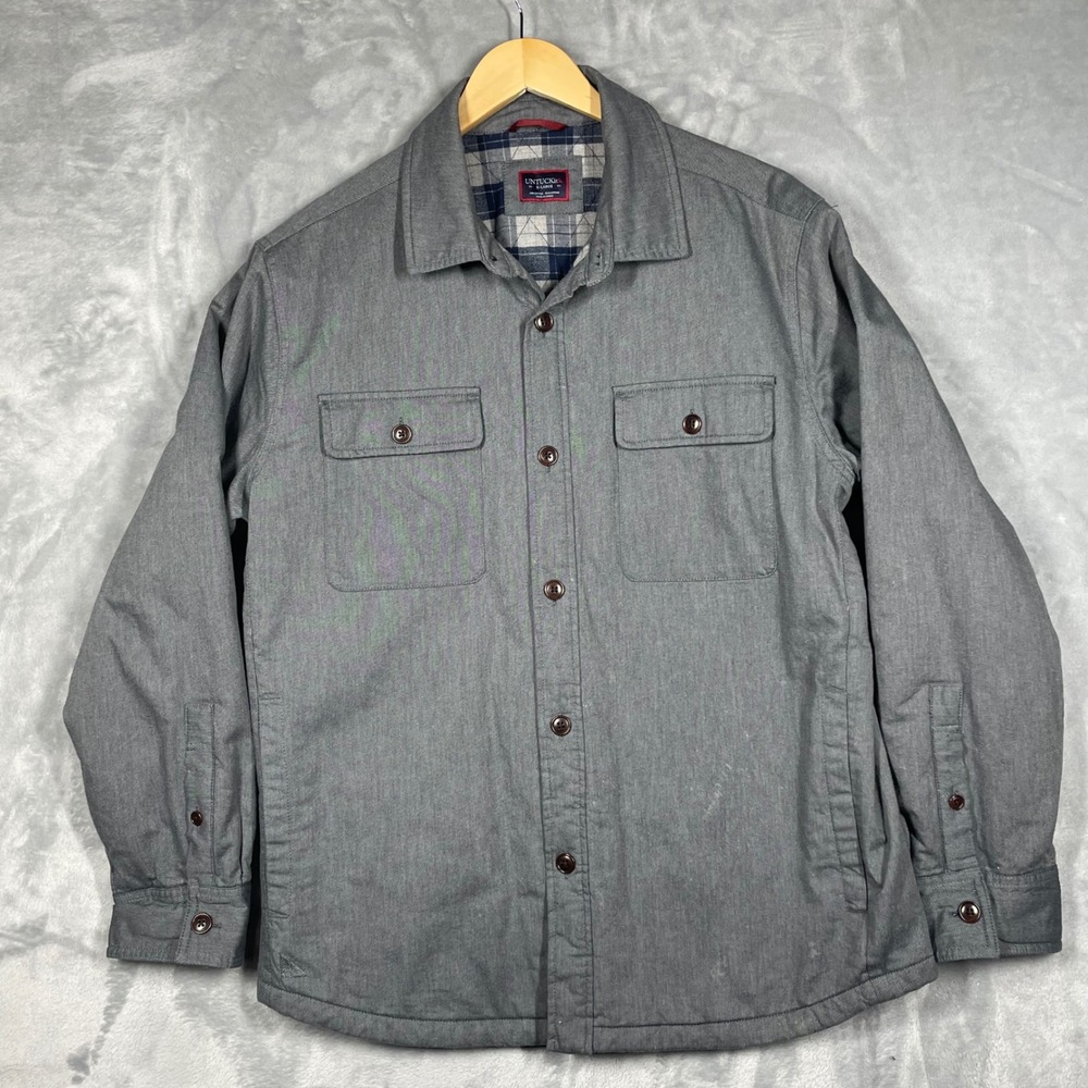 UNTUCKit Jacket Button Up Gray Plaid Lined Men's X-Large Utility Shacket